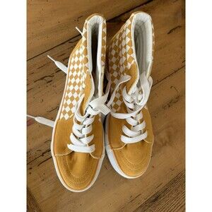 MUDD High Top Retro Skate Shoes Yellow White Checkered Retro Y2K Suede New Sz. 8